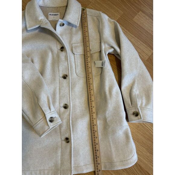 Old Navy Womens Oversized Size Small Cream Oatmeal Shacket With Pockets - Picture 5 of 11
